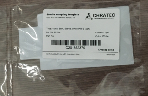C201352379, Sterile White PTFE sampling template with press 'hold' tab 4cm x 8cm, 10/pk