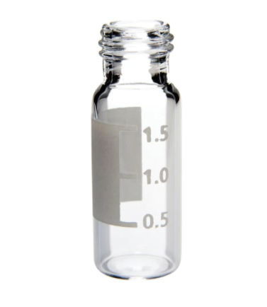 2ml Clear vial, 9-425 screw top, graduated with writing area, 100pcs, Part Number: P4819-02765