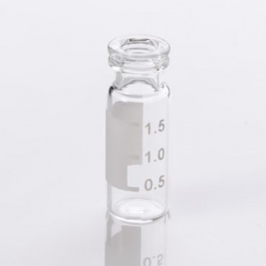 ChraPart # G20163-C41980,  2mL Clear Glass (12x32mm) with Graduated Marking Spot Wide Mouth 11mm Crimp/Snap Ring LC/MS Certified Vial, 100/pk,