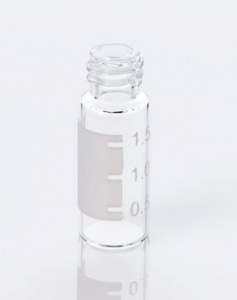 ChraPart # G20163-C11052,  2mL Clear Glass (12x32mm) with Graduated Marking Spot Standard Mouth 8-425 Screw Vial, 100/pk,