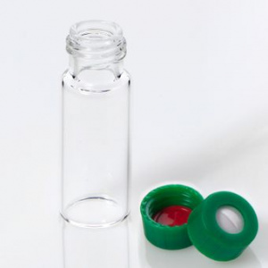 ChraPart # G20163-C13554, Vial Kit: 2mL Clear Glass Vial, 9-425 Green Polypropylene Screw Cap with 0.040&quot;, Bonded Pre-Slit PTFE/Silicone Septa, 100/pk,