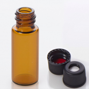 ChraPart # G20163-C13566, Vial Kit: 2mL Amber Glass Vial, 8-425 Black Polypropylene Screw Cap with 0.060&quot;, Pre-Slit PTFE/Silicone Septa, 100/pk,