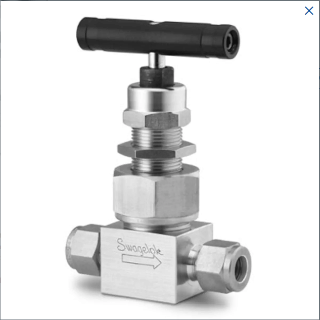 Stainless Steel Severe Service Union Bonnet Needle Valve, 0.35 Cv, 1/8 in. Swagelok Tube Fitting, Ball Stem, Grafoil Packing