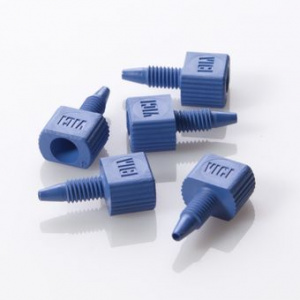 ChraPart # G20163-C13276,  Nut 10-32 One Piece Blue PEEK Male for 1/16&quot;, OD Tubing, 5/pk,