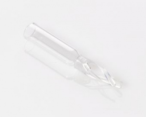 ChraPart # G20163-C11066,  50-200 uL Clear Glass Bottom Spring (6x25mm) Wide Mouth Insert, 100/pk,