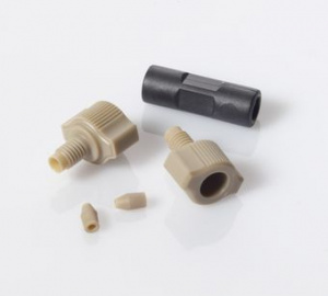 ChraPart # G20163-C11916, Connector Union PEEK 0.010&quot;, (0.25mm) Thru-Hole for 1/16&quot;, OD Tubing (Union + Fittings),