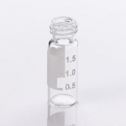 [G20163-C13497] ChraPart # G20163-C13497,  2mL Clear Glass (12x32mm) with Graduated Marking Spot Wide Mouth 10-425 Screw LC/MS Certified Vial, 100/pk,